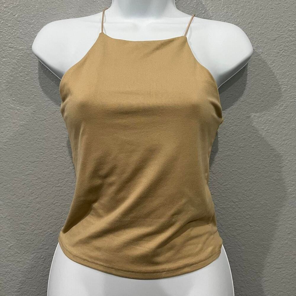 Gaze beige stretchy crop top